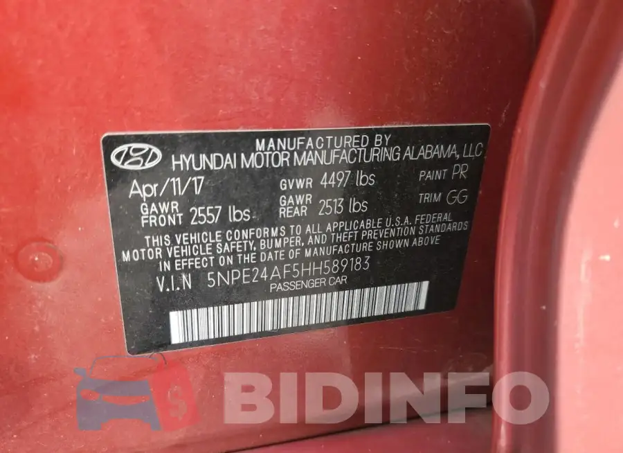 5NPE24AF5HH589183 Photo# 12