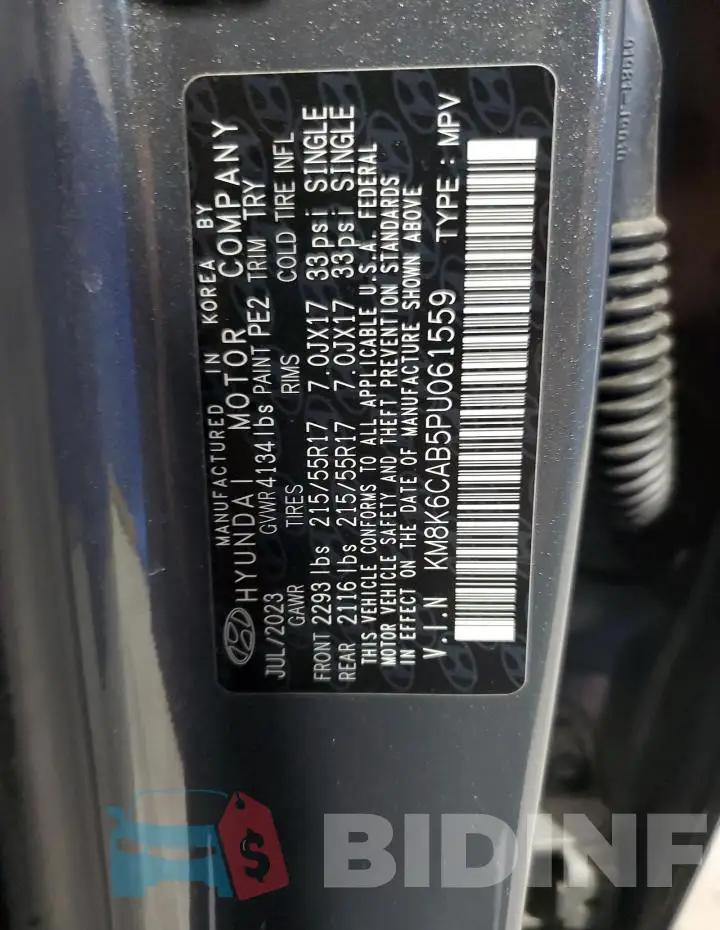 KM8K6CAB5PU061559 Photo# 14
