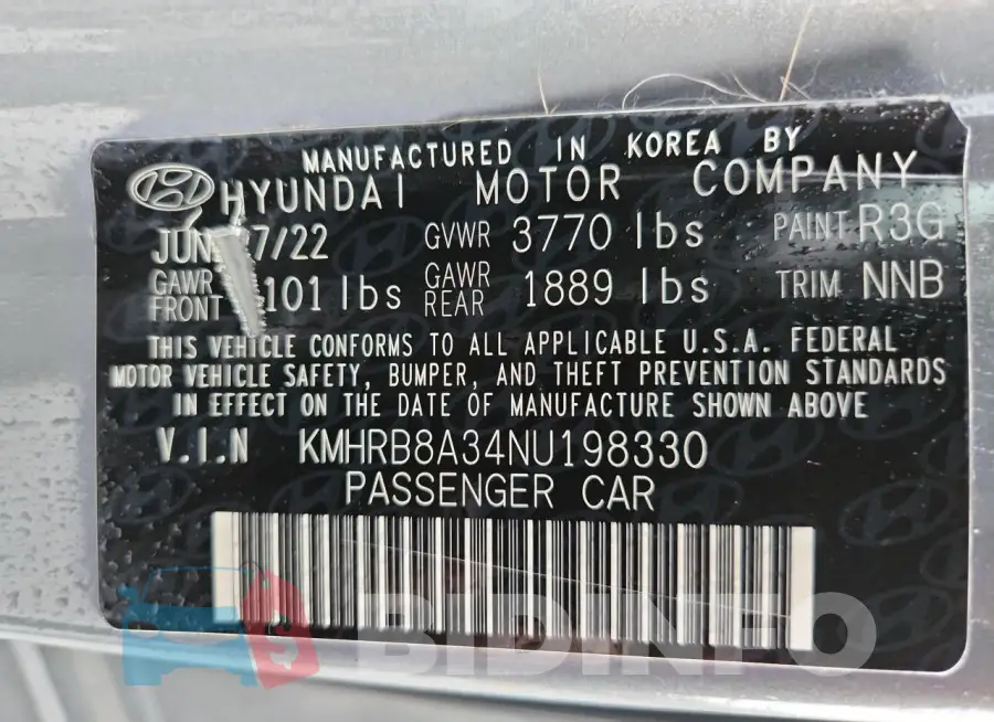 KMHRB8A34NU198330 Photo# 13