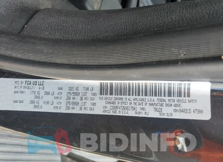 1C6SRFHT2KN517541 Photo# 12