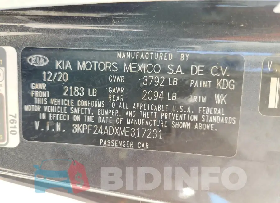 3KPF24ADXME317231 Photo# 12
