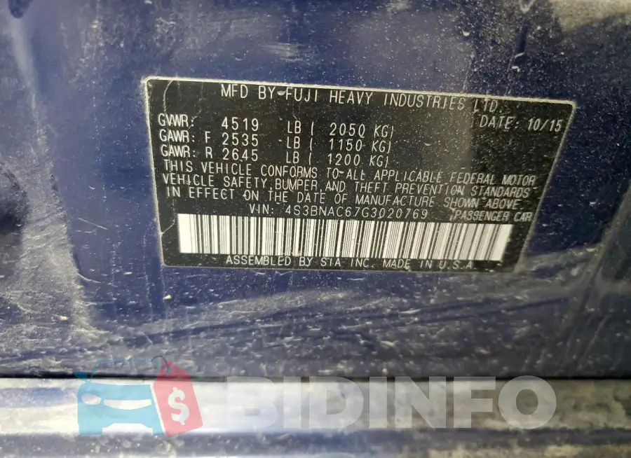 4S3BNAC67G3020769 Photo# 12