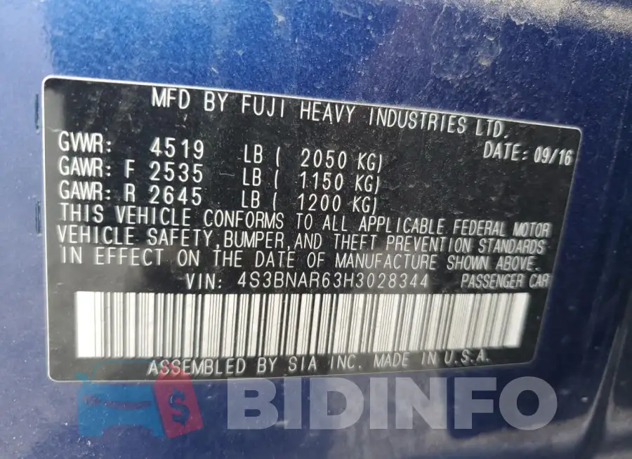 4S3BNAR63H3028344 Photo# 12