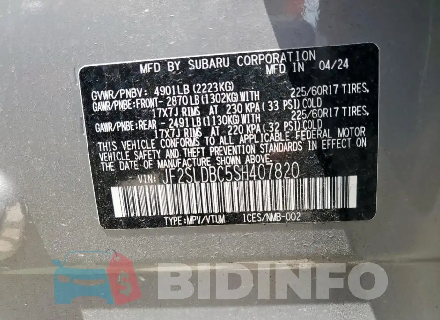 JF2SLDBC5SH407820 Photo# 14