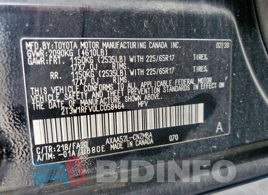2T3W1RFV0LC058464 Photo# 13