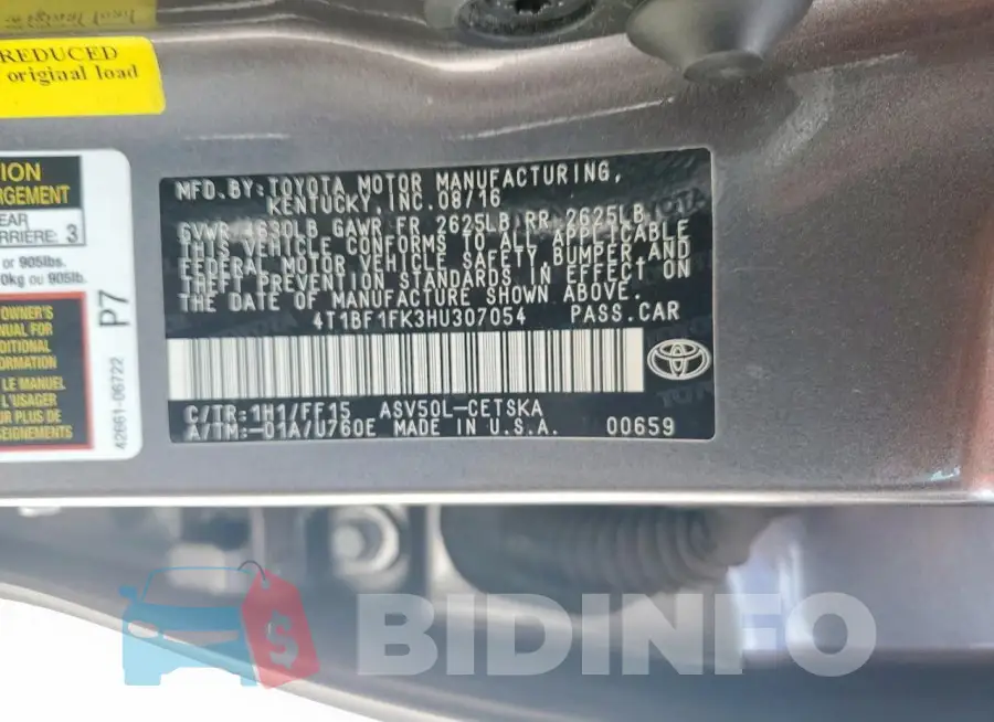 4T1BF1FK3HU307054 Photo# 13