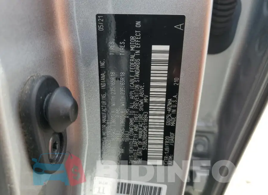 5TDBZRBH5MS118943 Photo# 14