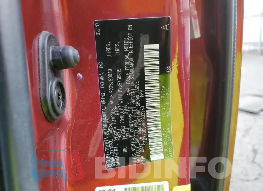 5TDXZ3DC6HS832283 Photo# 13