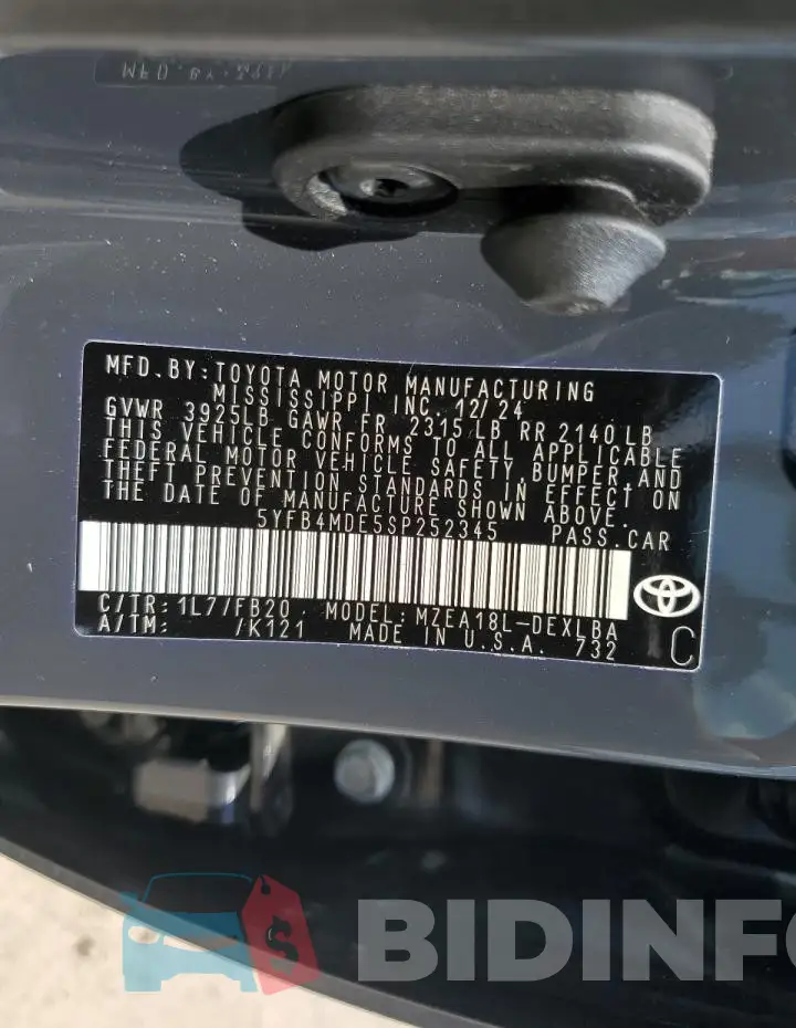 5YFB4MDE5SP252345 Photo# 12
