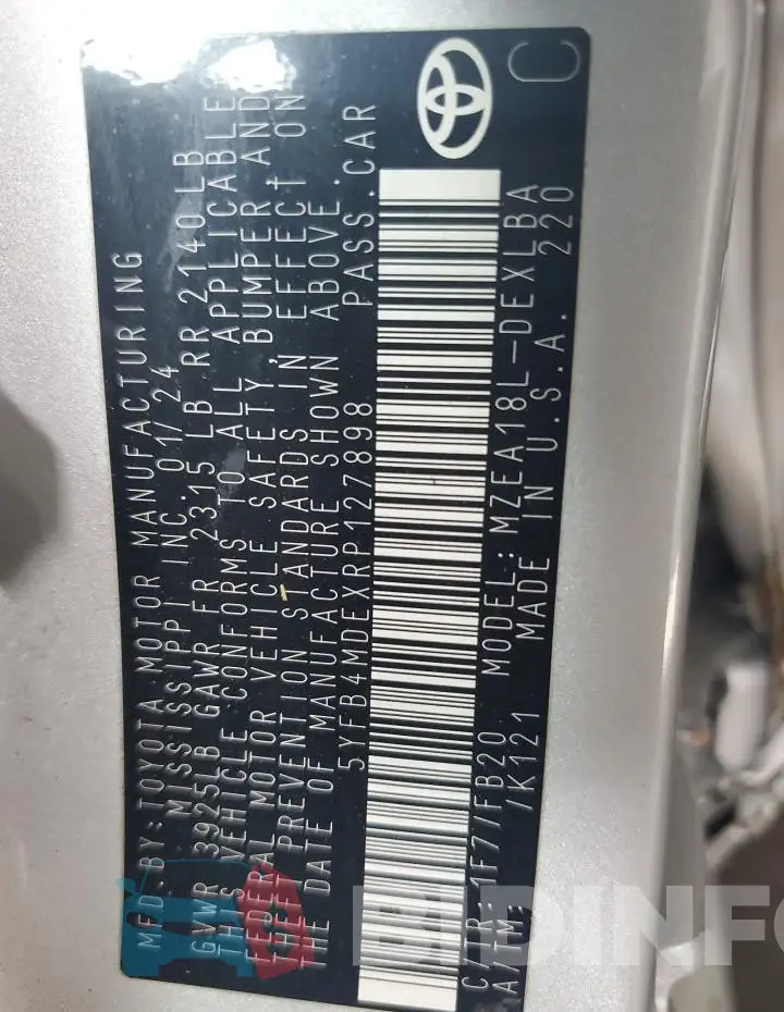 5YFB4MDEXRP127898 Photo# 13