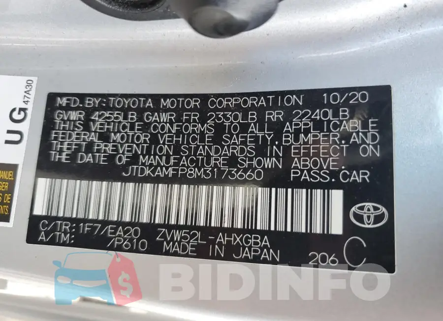 JTDKAMFP8M3173660 Photo# 12