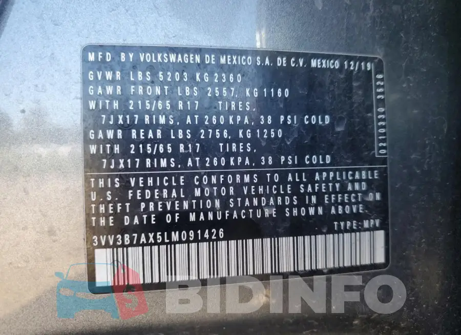 3VV3B7AX5LM091426 Photo# 14