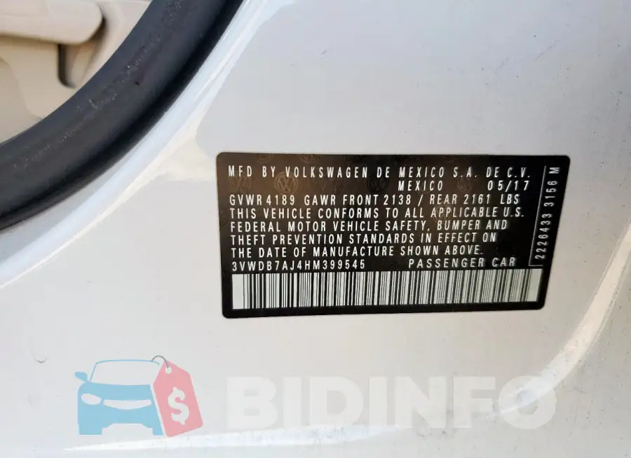 3VWDB7AJ4HM399545 Photo# 12