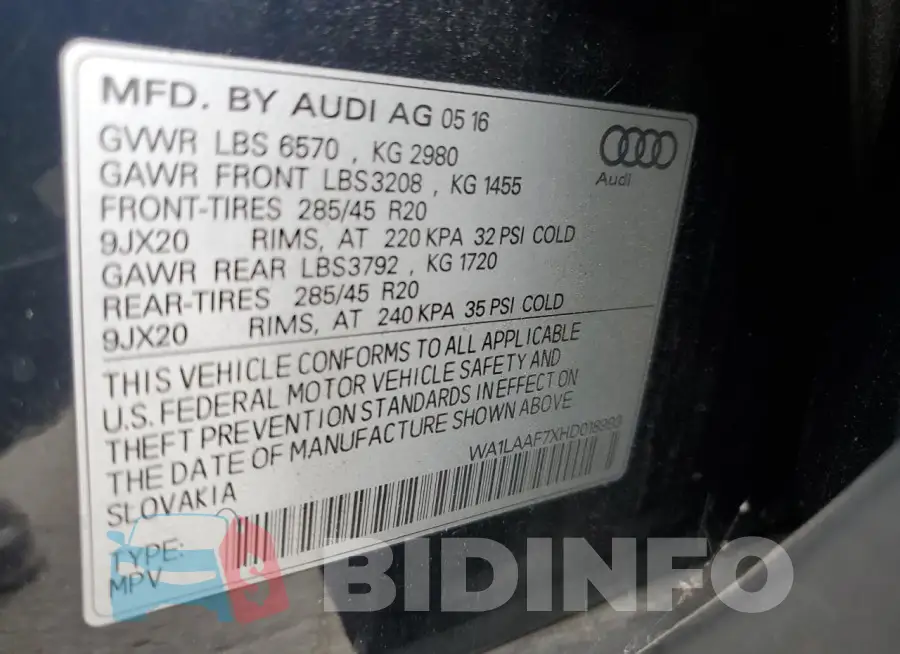 WA1LAAF7XHD018993 Photo# 13