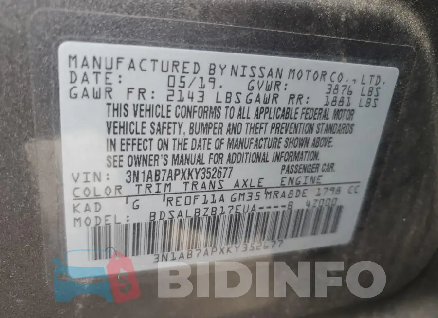 3N1AB7APXKY352677 Photo# 12