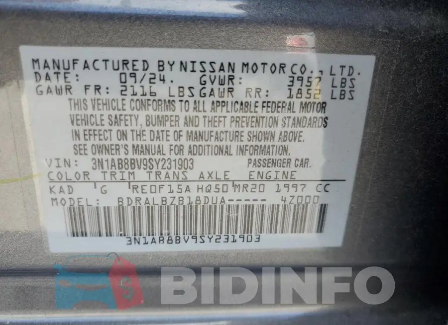3N1AB8BV9SY231903 Photo# 13