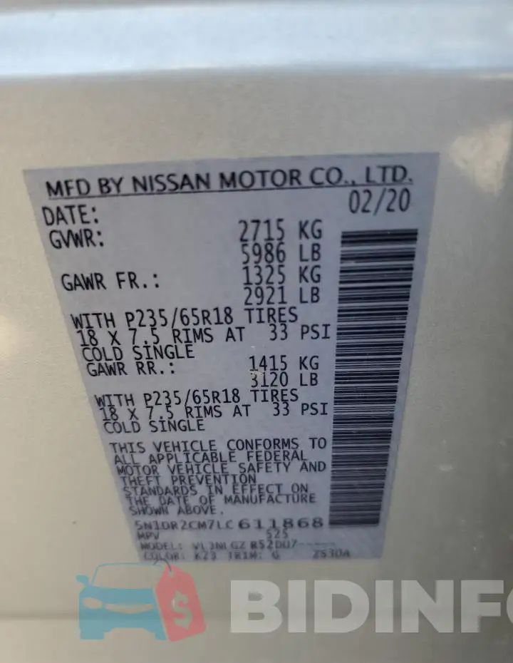 5N1DR2CM7LC611868 Photo# 12