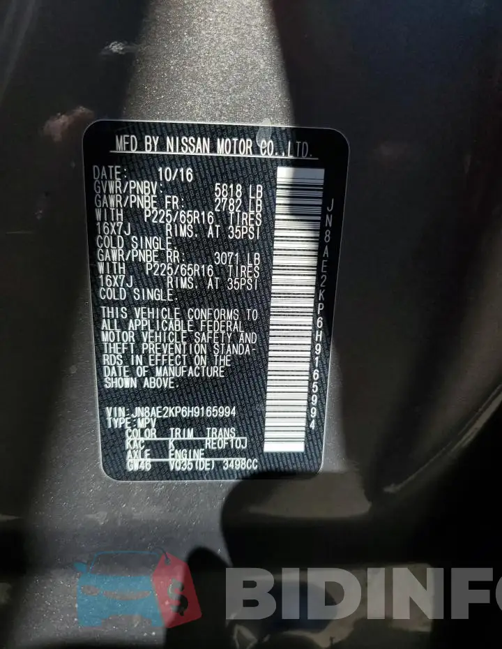 JN8AE2KP6H9165994 Photo# 12
