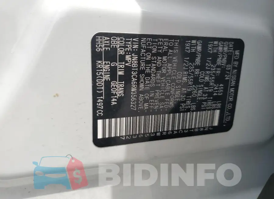 JN8BT3CA6RW356327 Photo# 14