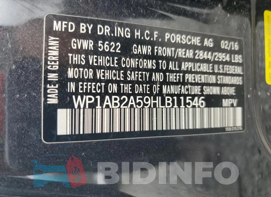 WP1AB2A59HLB11546 Photo# 13