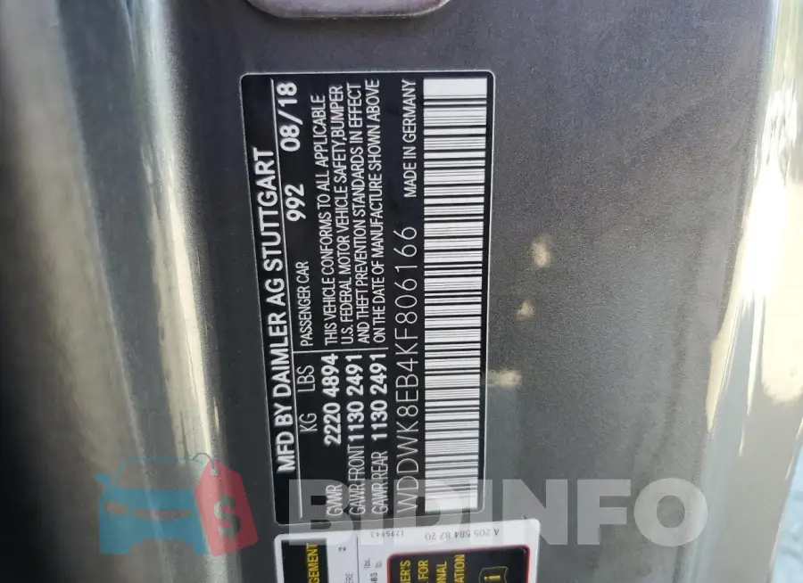 WDDWK8EB4KF806166 Photo# 12