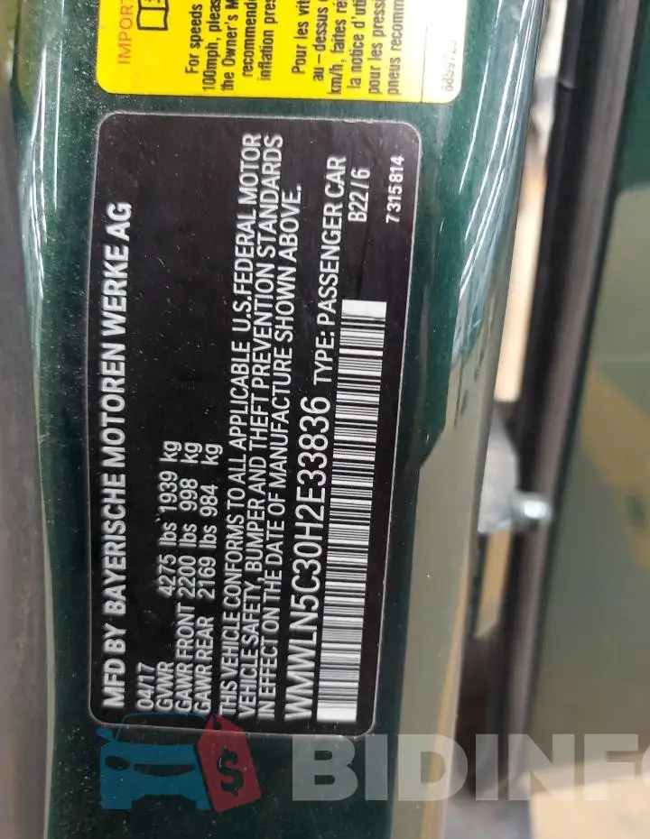 WMWLN5C30H2E33836 Photo# 12