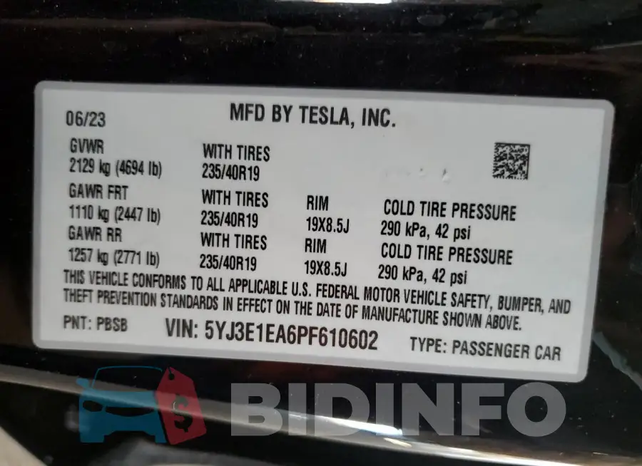 5YJ3E1EA6PF610602 Photo# 12