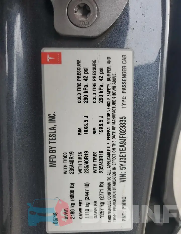 5YJ3E1EA9JF023835 Photo# 13