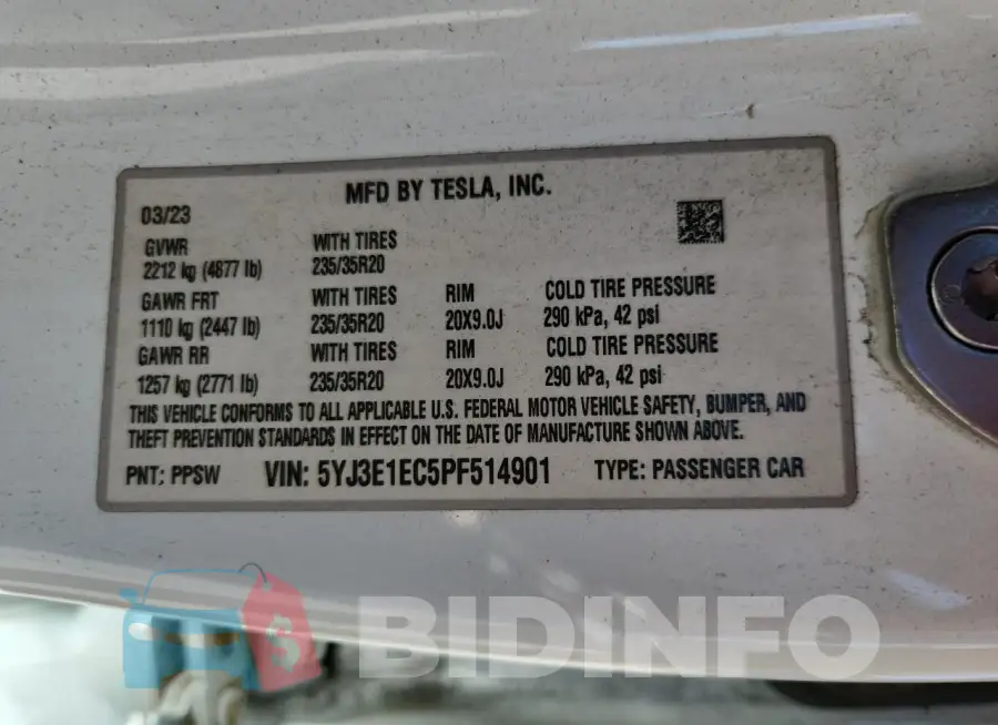 5YJ3E1EC5PF514901 Photo# 12