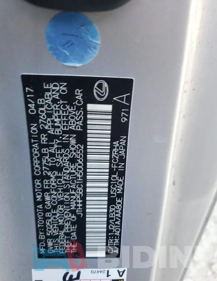JTHHP5BC1H5006552 Photo# 12