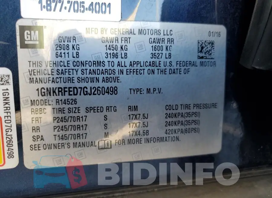 1GNKRFED7GJ260498 Photo# 14