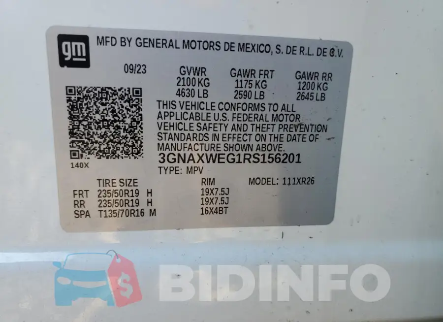 3GNAXWEG1RS156201 Photo# 12
