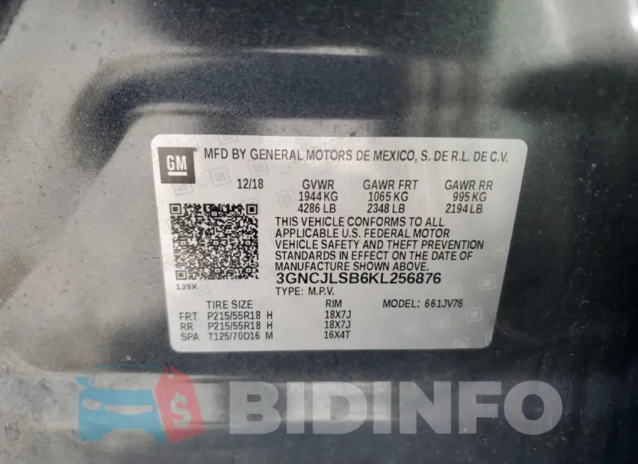 3GNCJLSB6KL256876 Photo# 13