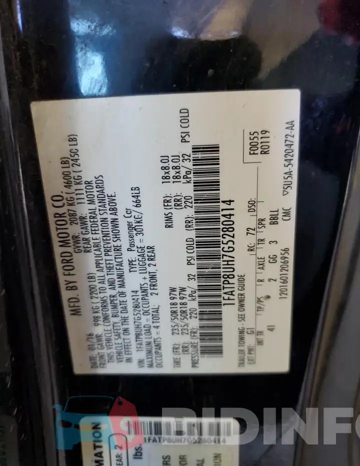 1FATP8UH7G5280414 Photo# 12