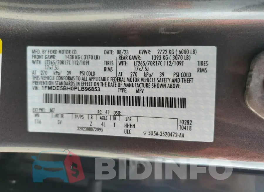 1FMDE5BH0PLB96853 Photo# 14