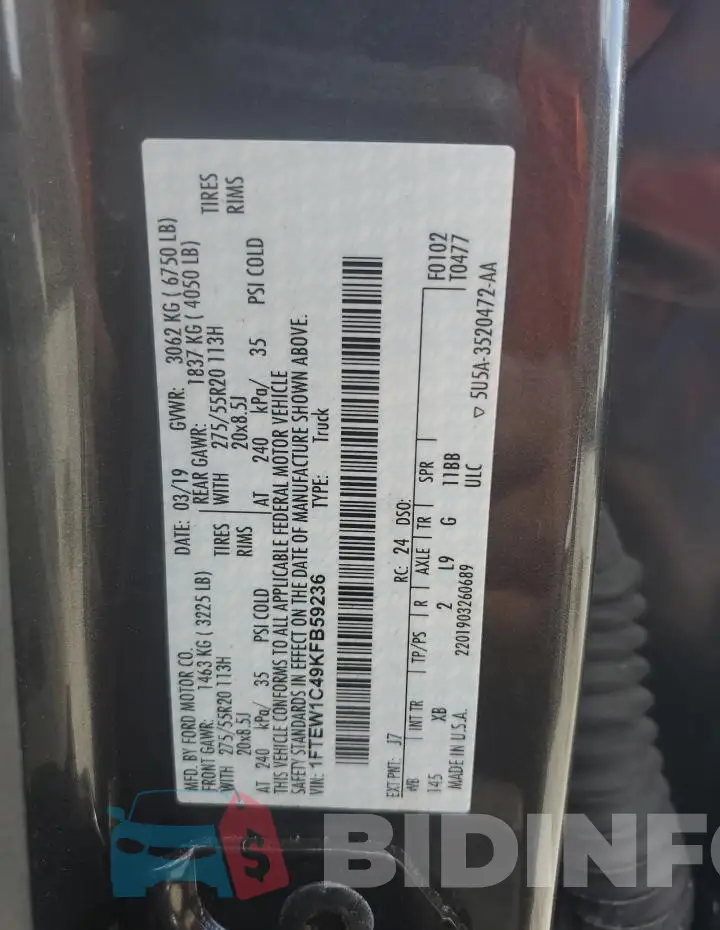 1FTEW1C49KFB59236 Photo# 12