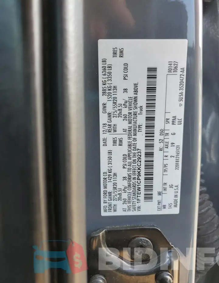 1FTEW1CP9KKC29237 Photo# 12