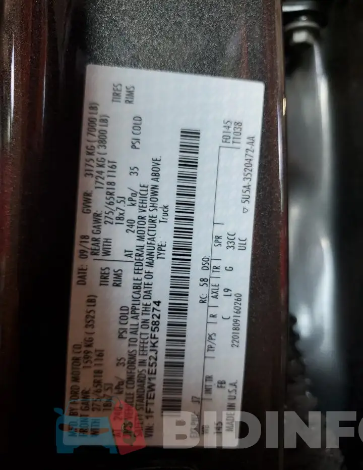 1FTEW1E52JKF58274 Photo# 12