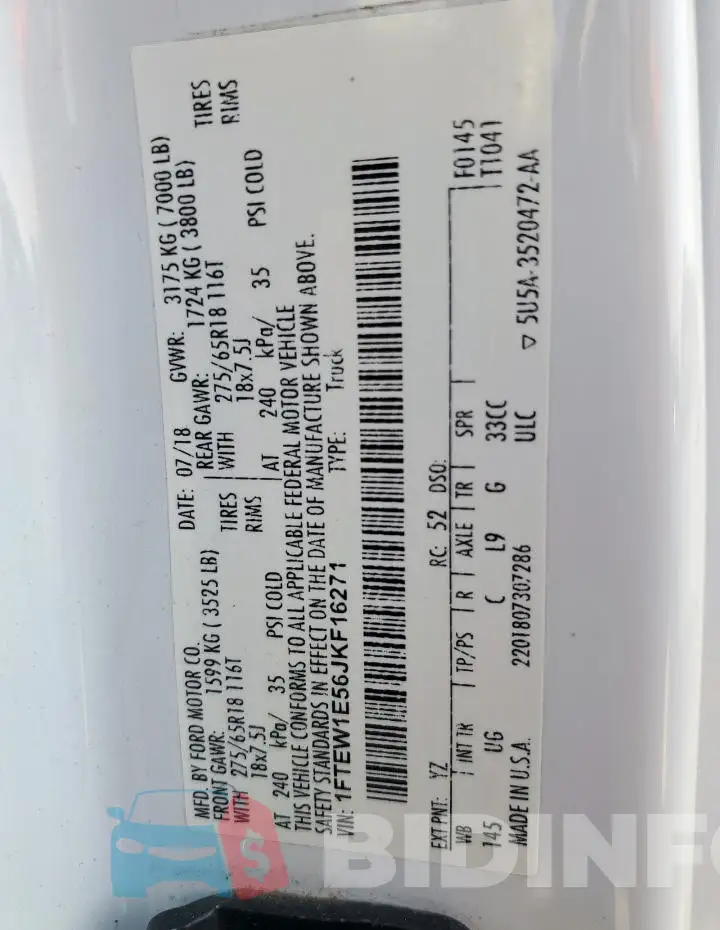 1FTEW1E56JKF16271 Photo# 12