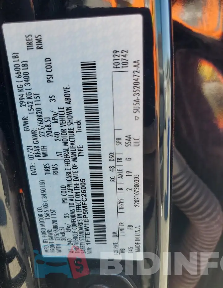 1FTEW1EP5MFC26005 Photo# 12
