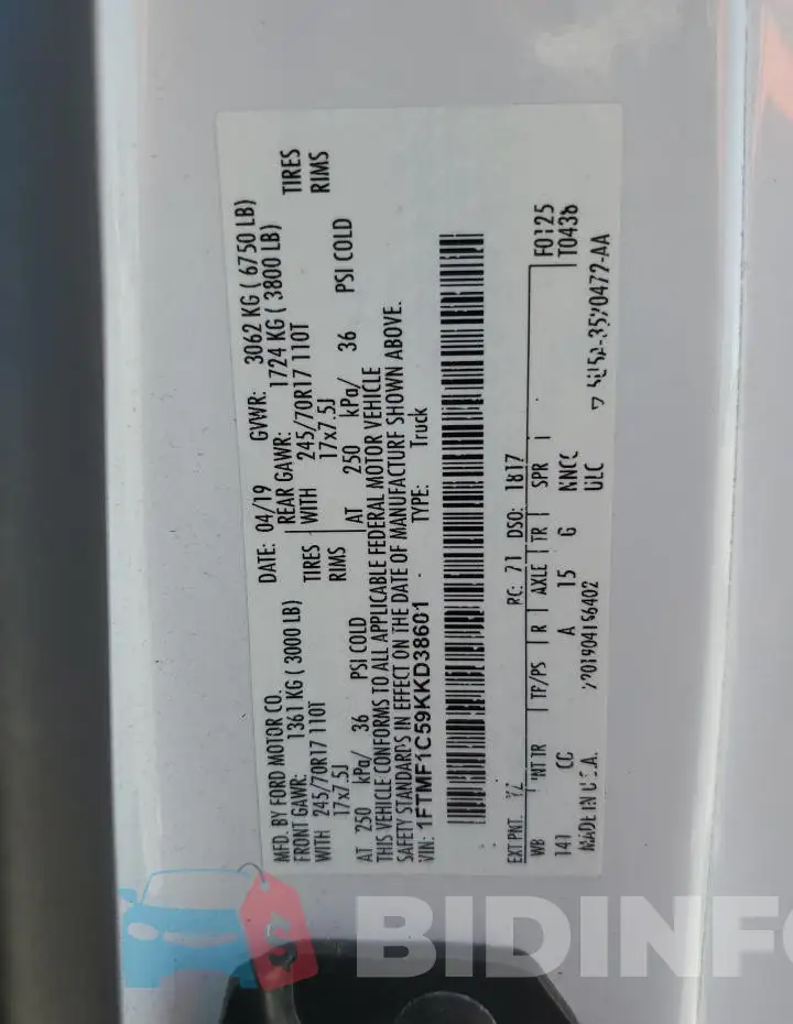 1FTMF1C59KKD38601 Photo# 12
