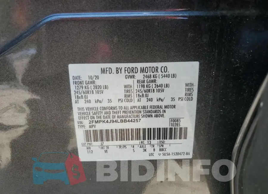 2FMPK4J94LBB44257 Photo# 13