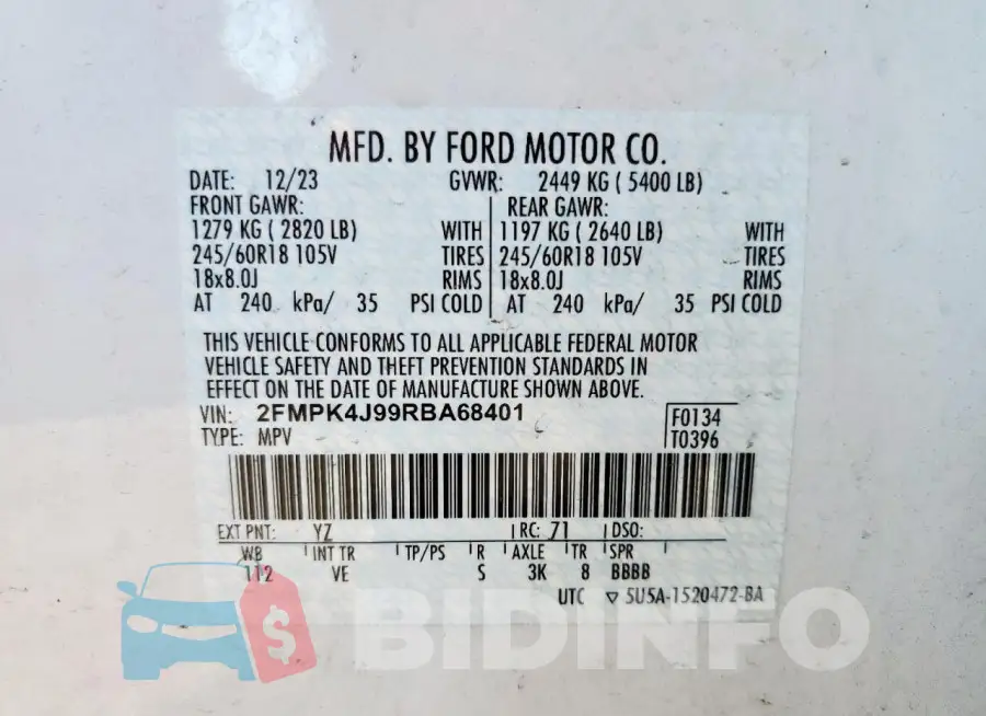 2FMPK4J99RBA68401 Photo# 14