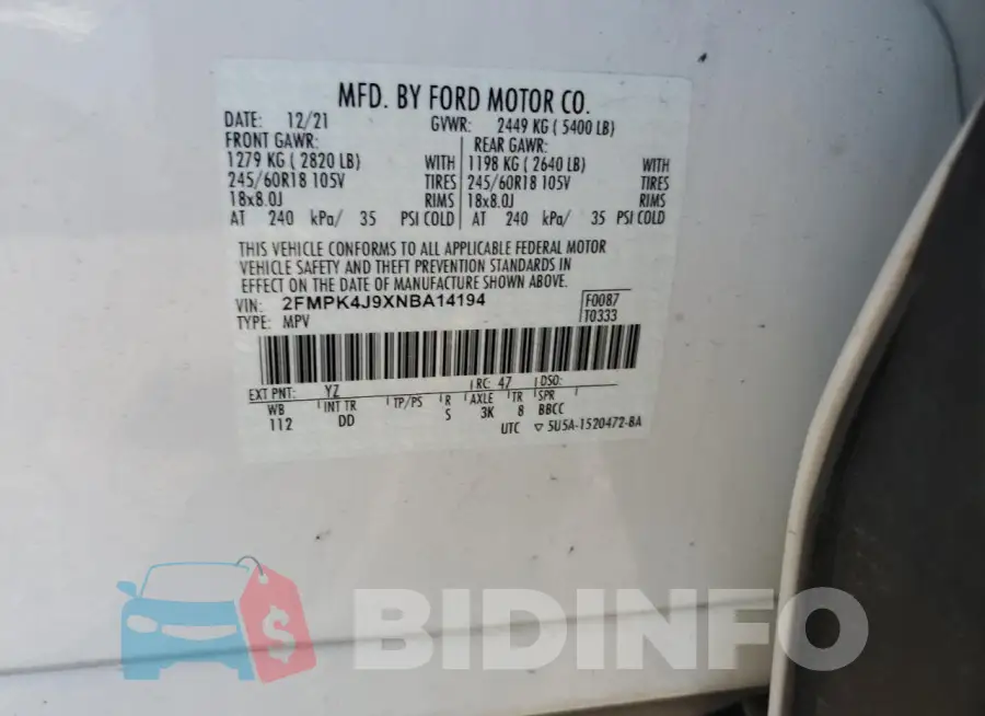 2FMPK4J9XNBA14194 Photo# 13