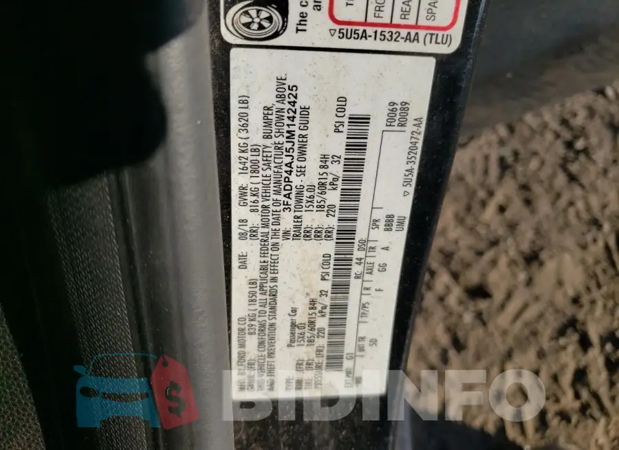 3FADP4AJ5JM142425 Photo# 12