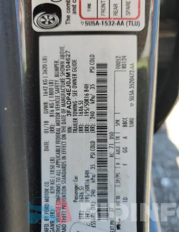 3FADP4EJ0JM104627 Photo# 12