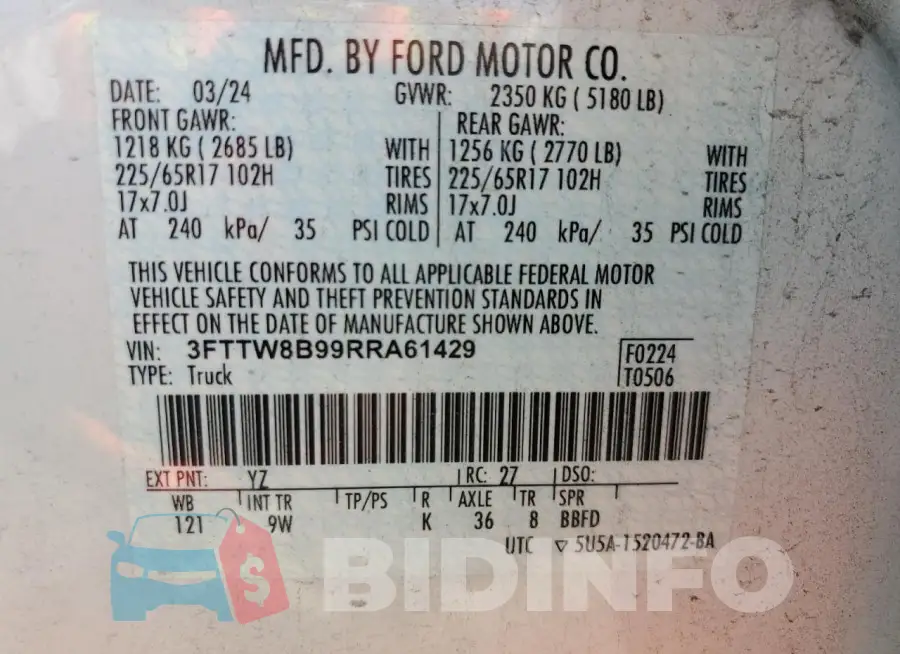 3FTTW8B99RRA61429 Photo# 12