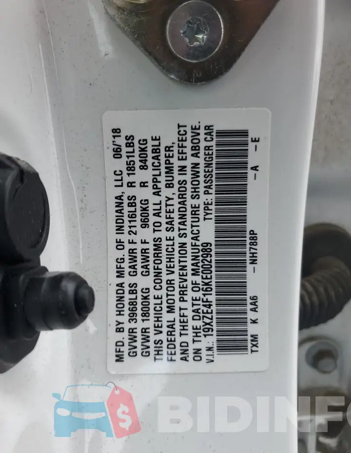 19XZE4F16KE002989 Photo# 12