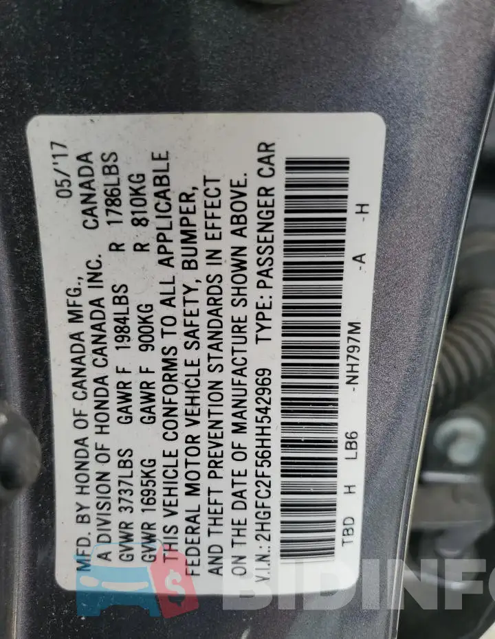 2HGFC2F56HH542969 Photo# 12