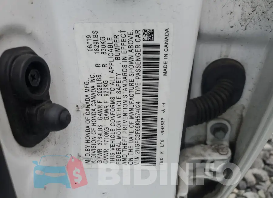 2HGFC2F69KH574024 Photo# 12